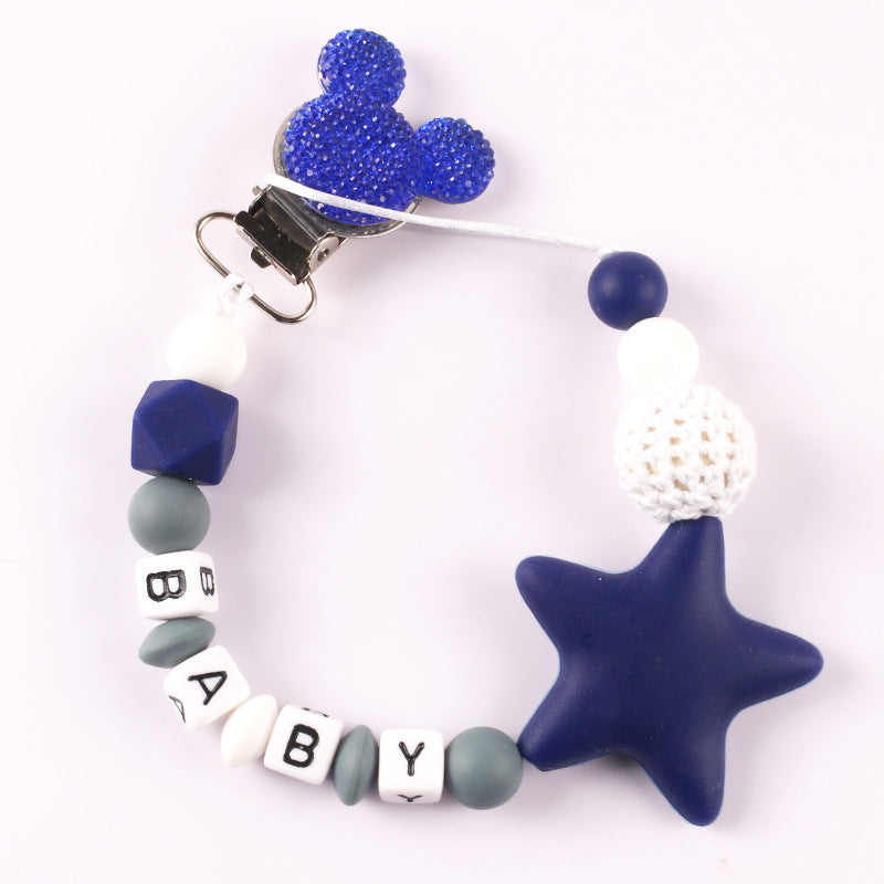 Five pointed star silicone pacifier chain pacifier chain baby products silicone pacifier clip baby teether anti-drop chain anti-drop belt