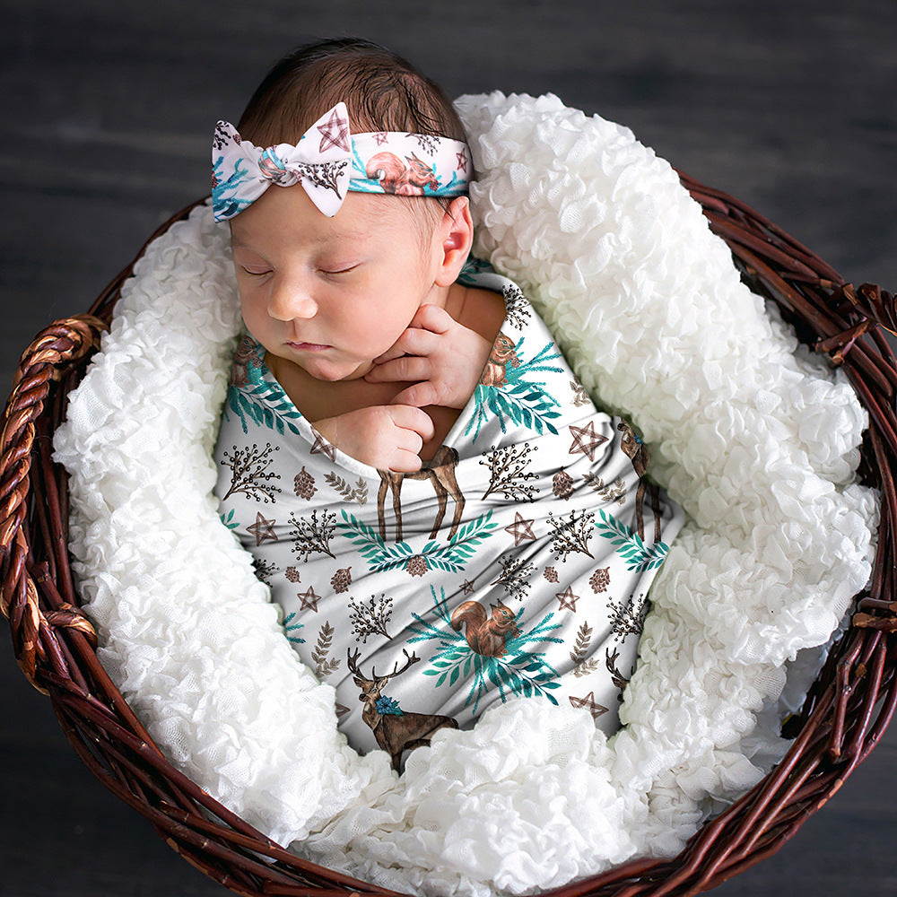 Newborn Photography Wrap Bow Hair Band Wrap Towel Set