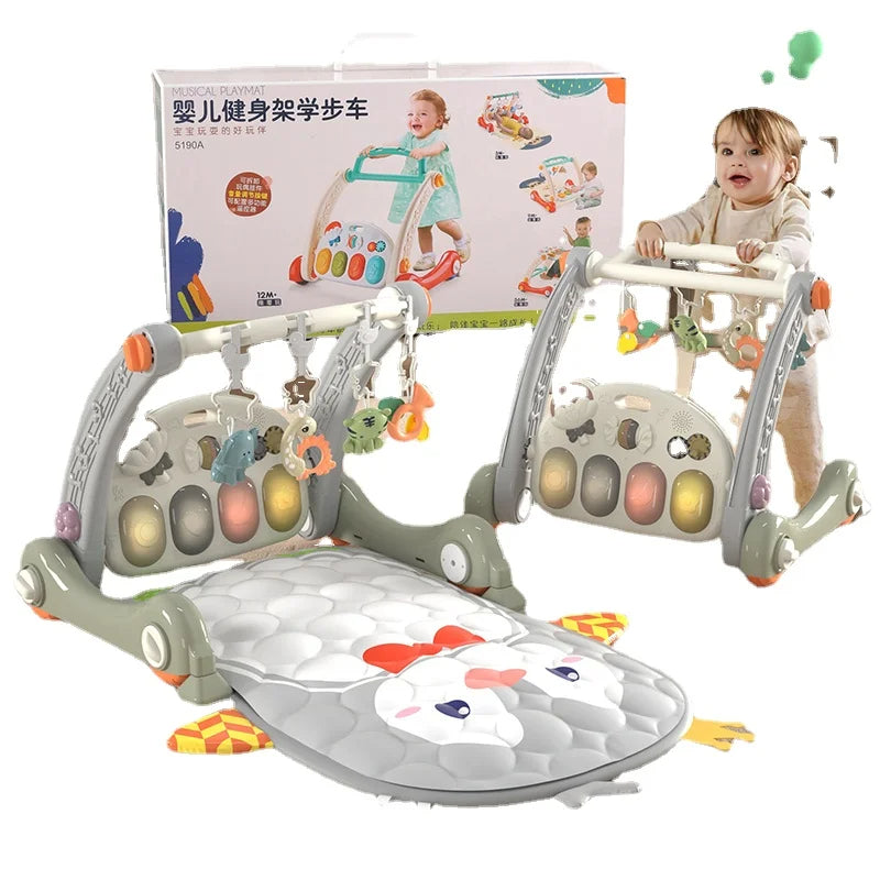 Mat 4 IN 1 Baby Walker Gym Training Foldable Musical Paly Mats with Piano and Light