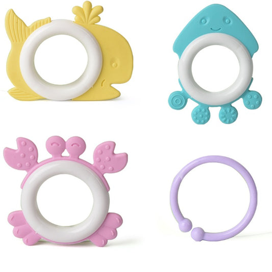 Baby toys 3-6-12 months old, can be boiled in water, can chew gum, baby 0-1 years old, newborn baby can grab a rocking bell, bed bell