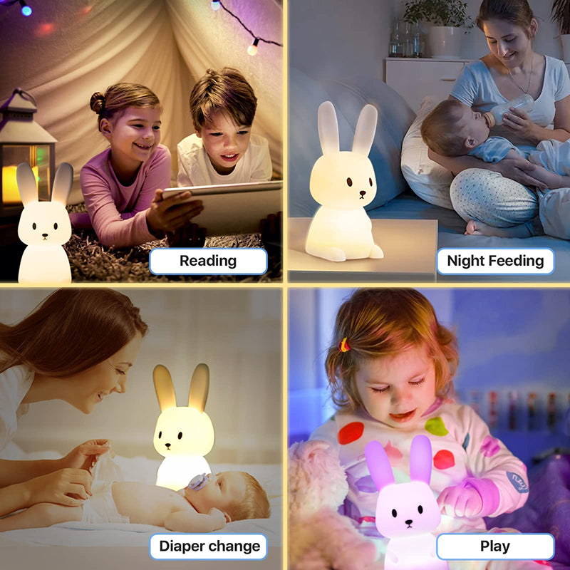 Rabbit Silicone Table Lamp Bedroom Bedside Lamp Sleeping Baby Feeding Eye Care Children Sleeping Paip Gradient Lamp