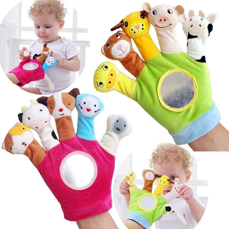 Baby hand puppet plush toys 0-1 year old baby fabric finger puppet newborn animal hand puppet glove play