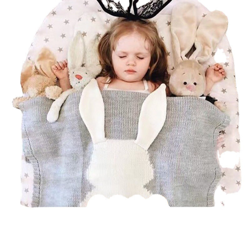 Ins Baby Blanket Children's Nap Blanket Baby Boys and Girls Knitted Blanket Cute Rabbit Air Conditioning Wool Blanket