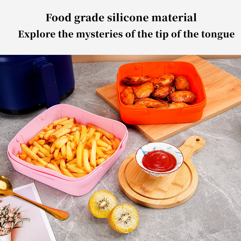 New Air Fryer Silicone Baking Pan Square Air Fryer Silicone Pot Folding Silicone Baking Pan Pad