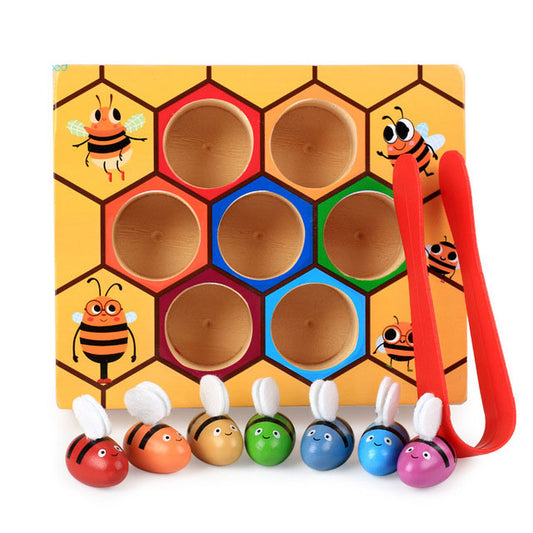 Logwood baby wooden Novelty & Gag Toys Beehive game learning Education toy Bee table game Children gifts