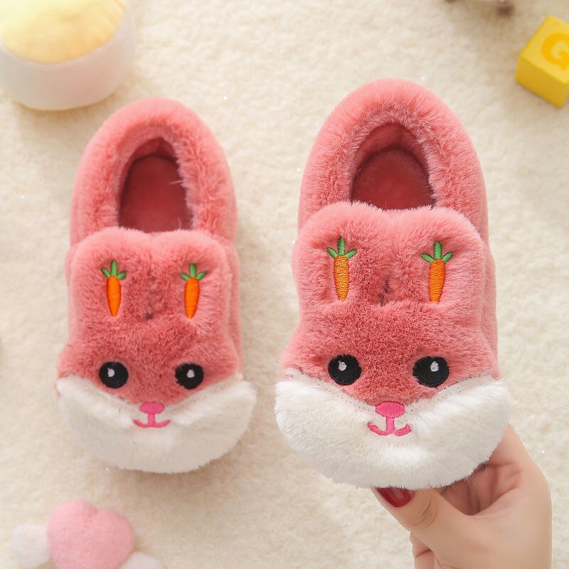 Kids Cotton Slides Autumn Winter Indoor Non-slip Cute Rabbit Non-slip Kids Shoes Home Slippers Fashion Baby Boys Girls Slippers