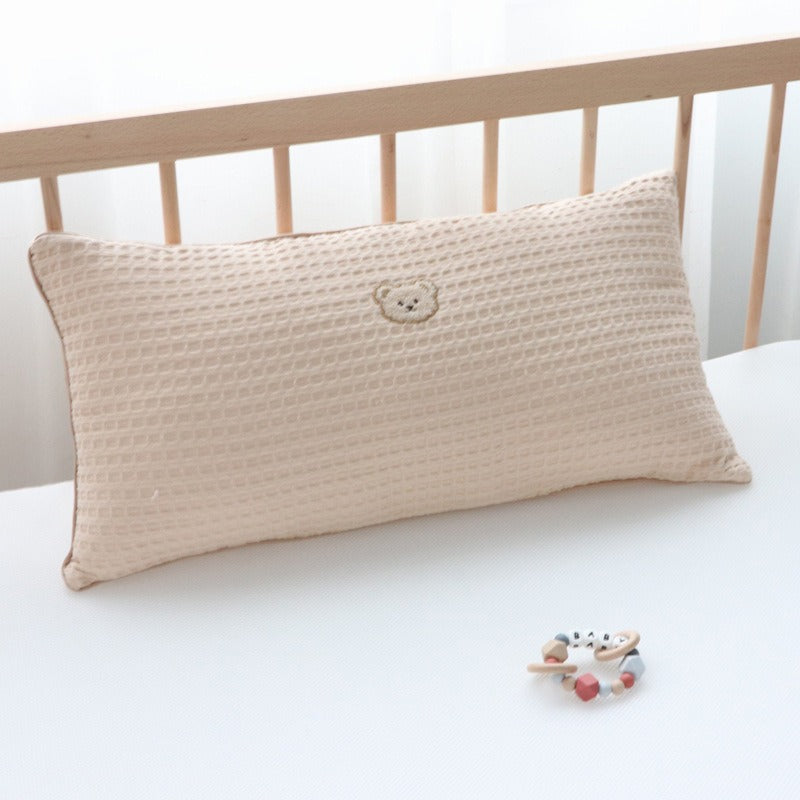 ins pure cotton embroidered bear bedside pillow