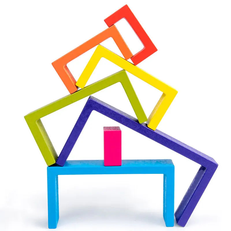 Rainbow Educational Wooden Toys Montessori Creative Building Blocks Wood Toys