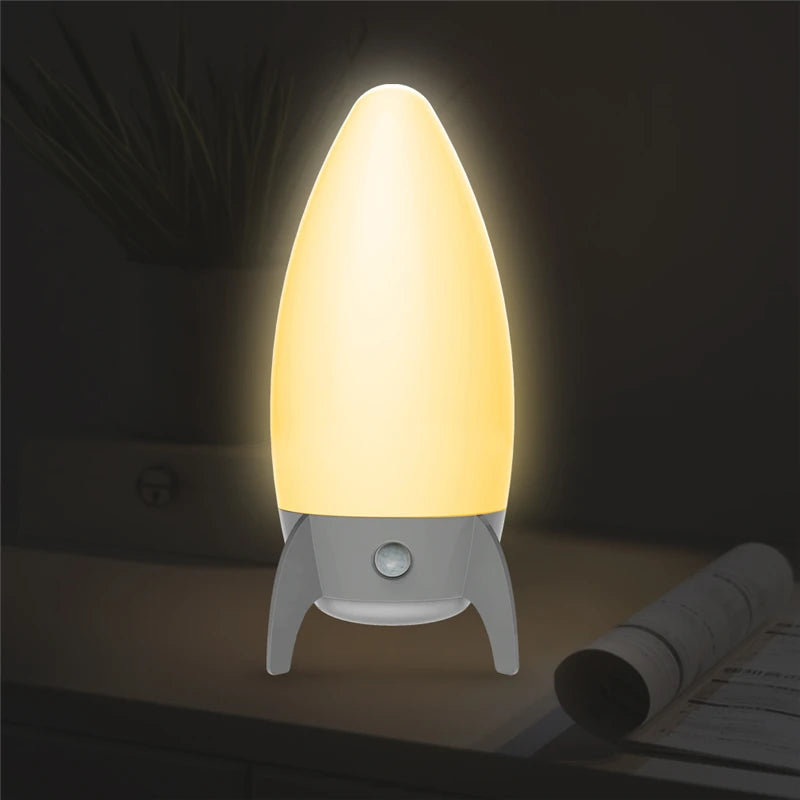 LED Rocket Table Lamp RGB USB Charge Switch Kids Sleep Aid Night Lights