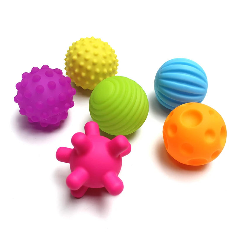Rubber Toy Balls For Children Rubber Toys Newborn Baby Teether Toy Sets Of Balls Sensory Toys Squeaks Bath Toys