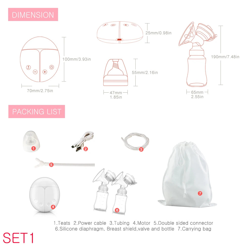 Electric breast pump unilateral and bilateral breast pump manual silicone breast pump baby breastfeeding accessories